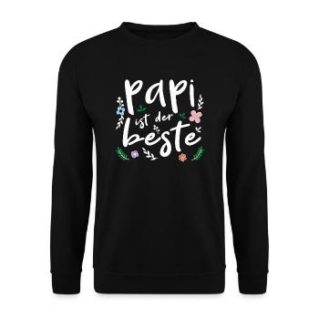 Papi ist der beste - Vatertag - Unisex Pullover - Schwarz - Vorne - Alina (178cm) & Michal (187cm)