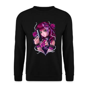 Guns and Roses Mädchen - Unisex Pullover - Schwarz - Vorne - Alina (178cm) & Michal (187cm)