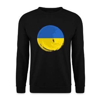 Drapeau de l’Ukraine Vintage Drapeau ukrainien d’occasion Look - Sweat-shirt Unisexe - noir - Devant - Alina (178cm) & Michal (187cm)