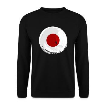 Japan Flag Used Look Nihon Japanese Flag - Unisex Sweatshirt - black - Front - Alina (178cm) & Michal (187cm)