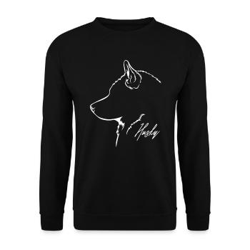 PROFIL HUSKY Chiens Chiens Wilsigns Chiens de traîneau - Sweat-shirt Unisexe - noir - Devant - Alina (178cm) & Michal (187cm)