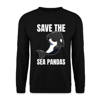 Save The Sea Pandas Orca - Unisex Pullover - Schwarz - Vorne - Alina (178cm) & Michal (187cm)