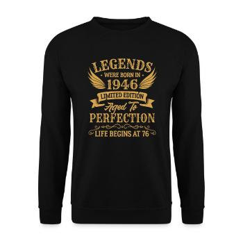Les légendes sont nées en 1946 édition limitée - Sweat-shirt Unisexe - noir - Devant - Alina (178cm) & Michal (187cm)