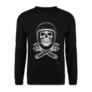 Skull Skull Horror Skeleton Halloween Metal - Unisex Sweatshirt - black - Front - Alina (178cm) & Michal (187cm)