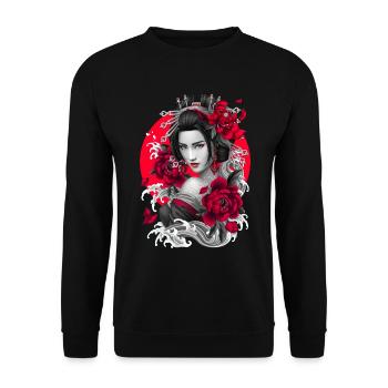 Japanese Geisha Art - Unisex Sweatshirt - black - Front - Alina (178cm) & Michal (187cm)