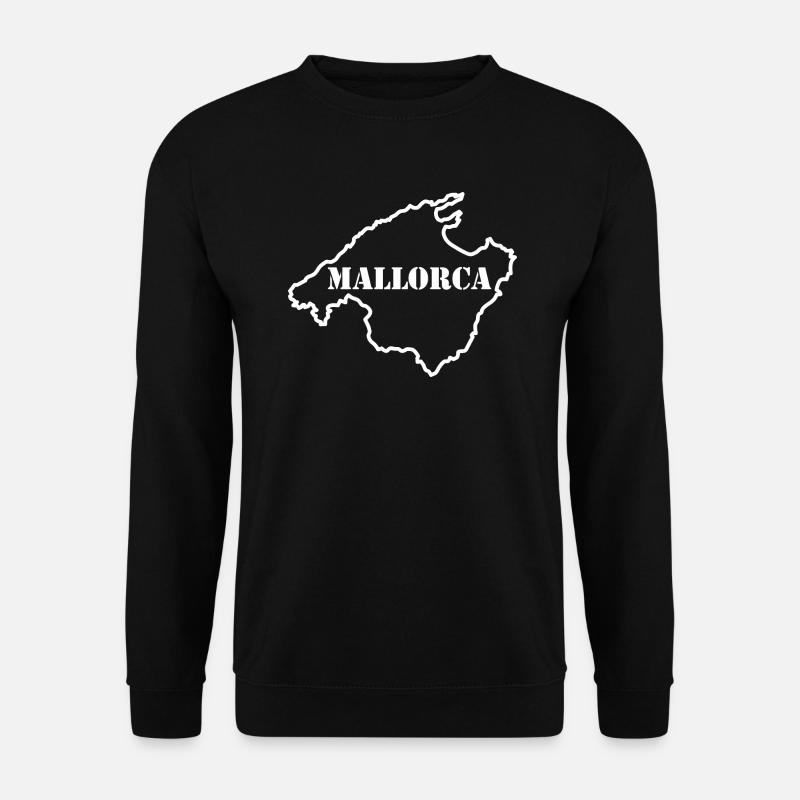 Mallorca - Kontur der Insel - mit Schriftzug - Unisex Pullover - Schwarz