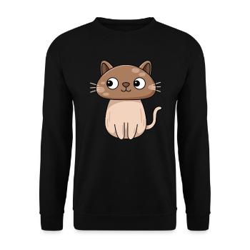 Katze Pilz Design für Katzenliebhaber - Unisex Pullover - Schwarz - Vorne - Alina (178cm) & Michal (187cm)