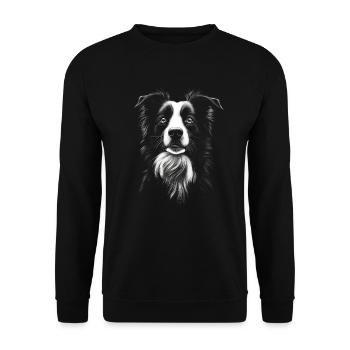 Border Collie Portrait Chiens Chien Chien Chien de troupeau - Sweat-shirt Unisexe - noir - Devant - Alina (178cm) & Michal (187cm)