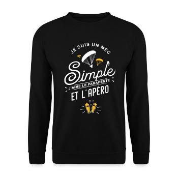 un mec simple j'aime parapente humour parapentiste - Sweat-shirt Unisexe - noir - Devant - Alina (178cm) & Michal (187cm)