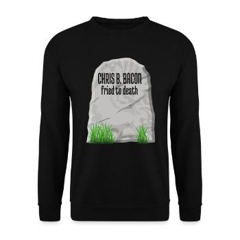 Halloween Humor Chris B. Bacon Fried To Death - Unisex Sweatshirt - black - Front - Alina (178cm) & Michal (187cm)