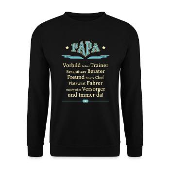 BD - Papa Vorbild Trainer Berater Freund Chef - Unisex Pullover - Schwarz - Vorne - Alina (178cm) & Michal (187cm)