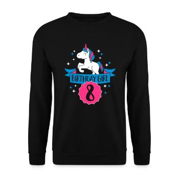 Birthday Girl - eight Years old - Sweat-shirt Unisexe - noir - Devant - Alina (178cm) & Michal (187cm)