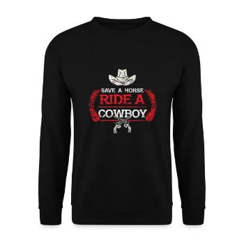 Cowboy Wild West États-Unis Cheval Western - Sweat-shirt Unisexe - noir - Devant - Alina (178cm) & Michal (187cm)