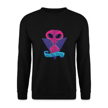 Alien Ufo Greeting Humans Cadeau De Dessins Animés - Sweat-shirt Unisexe - noir - Devant - Alina (178cm) & Michal (187cm)