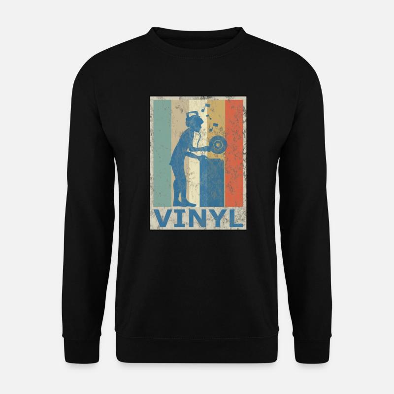 Retro Vintage Style DJ Deejee Vinyl Schallplatte - Unisex Pullover - Schwarz