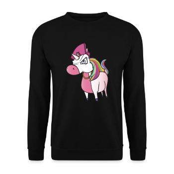 Licorne folle - Sweat-shirt Unisexe - noir - Devant - Alina (178cm) & Michal (187cm)