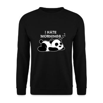 Je déteste le cadeau de dessin animé du matin panda panda bear - Sweat-shirt Unisexe - noir - Devant - Alina (178cm) & Michal (187cm)