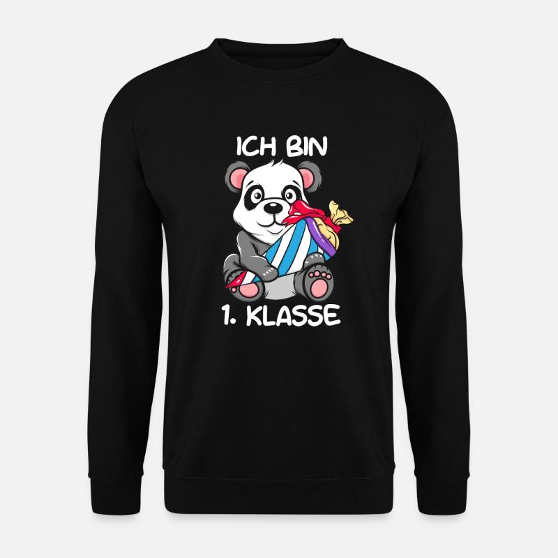 Panda Bär Ich bin 1. Klasse Einschulung Geschenk - Unisex Pullover - Schwarz