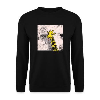 Giraffe Tier Zunge Zoo Rosa Illustration lustige - Unisex Pullover - Schwarz - Vorne - Alina (178cm) & Michal (187cm)