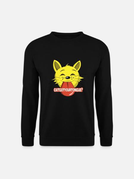 Katze Zunge Haustier Cat Comic - Unisex Pullover - Schwarz