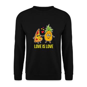 Ananas Pizza Shirt - Unisex Pullover - Schwarz - Vorne - Alina (178cm) & Michal (187cm)