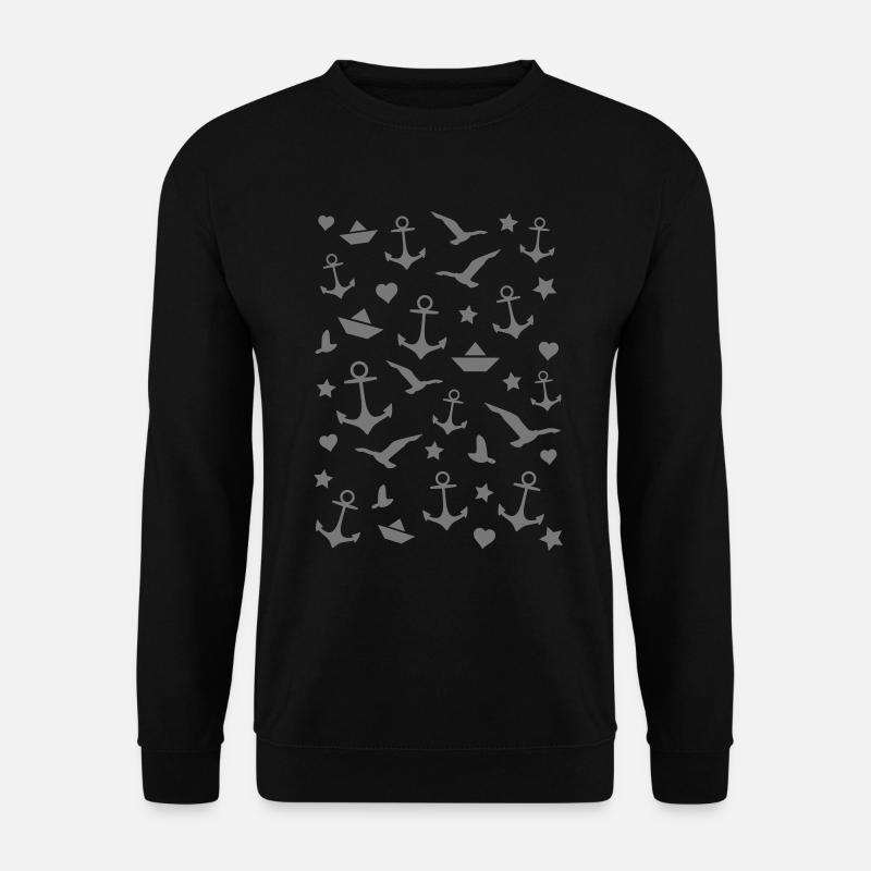 Anker Muster Maritim - Unisex Pullover - Schwarz