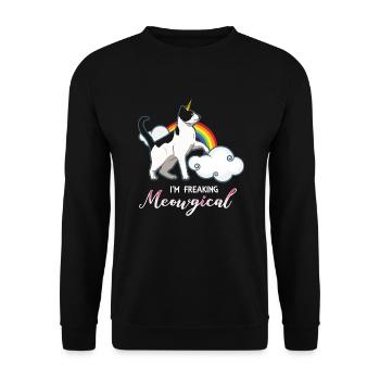 Cat Unicorn Unicorn Rainbow Gift - Unisex Sweatshirt - black - Front - Alina (178cm) & Michal (187cm)