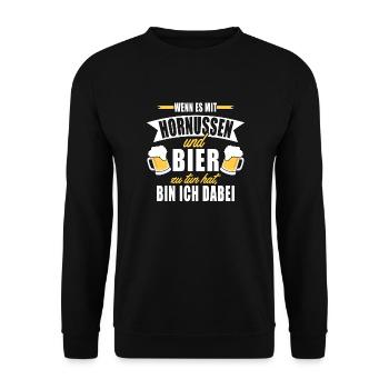 Wenn es mit Hornussen und Bier zu tun hat - Unisex Pullover - Schwarz - Vorne - Alina (178cm) & Michal (187cm)