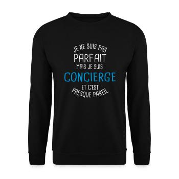 Pas parfait mais concierge - Sweat-shirt Unisexe - noir - Devant - Alina (178cm) & Michal (187cm)