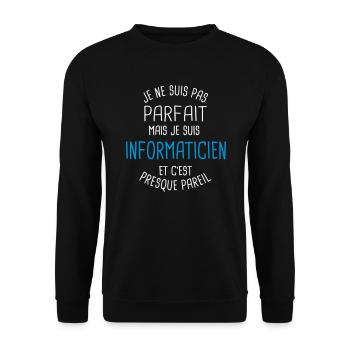 Pas parfait mais informaticien - Sweat-shirt Unisexe - noir - Devant - Alina (178cm) & Michal (187cm)