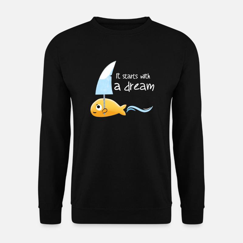 Kleiner Fisch mit großem Traum - Unisex Pullover - Schwarz