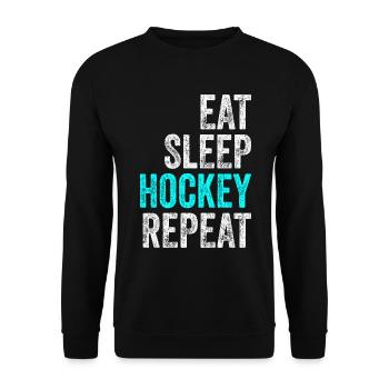 Eat Sleep Hockey Repeat hockey saying vintage - Unisex Sweatshirt - black - Front - Alina (178cm) & Michal (187cm)