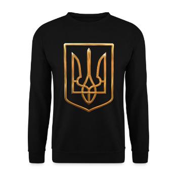Ukraine Emblem - Unisex Pullover - Schwarz - Vorne - Alina (178cm) & Michal (187cm)