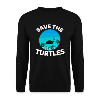 Rétro Créature Marine Océan Animal Sauvez les Tortues - Sweat-shirt Unisexe - noir - Devant - Alina (178cm) & Michal (187cm)