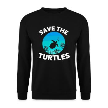 Animal Lovers Sea Animal Gift Turtle - Unisex Sweatshirt - black - Front - Alina (178cm) & Michal (187cm)