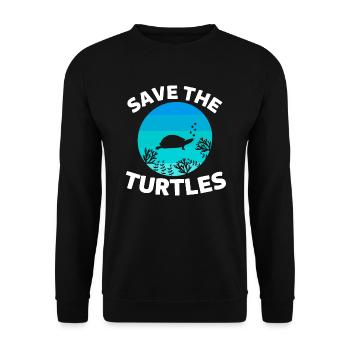 Sauvez les tortues Tortue de mer rétro - Sweat-shirt Unisexe - noir - Devant - Alina (178cm) & Michal (187cm)