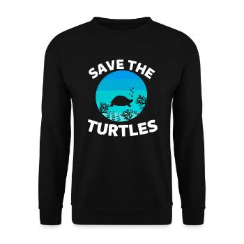 Sea Animal Retro Ocean Animal Save the Turtles - Unisex Sweatshirt - black - Front - Alina (178cm) & Michal (187cm)