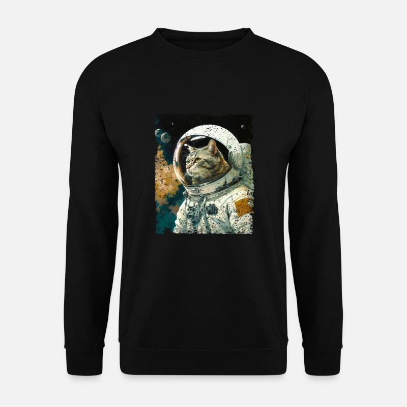 Spacecat Katze Astronaut Kater Weltall - Unisex Pullover - Schwarz