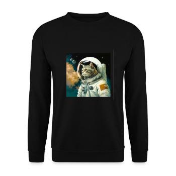 Chat spatial - Sweat-shirt Unisexe - noir - Devant - Alina (178cm) & Michal (187cm)