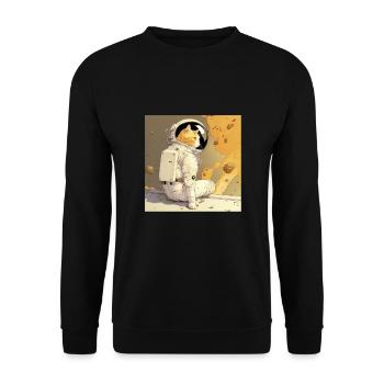 Weltall Spacecat Katze Astronaut Kater - Unisex Pullover - Schwarz - Vorne - Alina (178cm) & Michal (187cm)