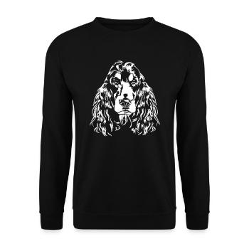 COCKER SPANIEL Hundeportrait Wilsigns - Unisex Pullover - Schwarz - Vorne - Alina (178cm) & Michal (187cm)