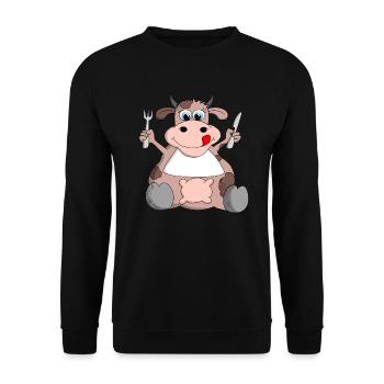 Vache potelée a faim - Sweat-shirt Unisexe - noir - Devant - Alina (178cm) & Michal (187cm)