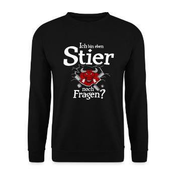 Stier Tierkreiszeichen Sternzeichen - Unisex Pullover - Schwarz - Vorne - Alina (178cm) & Michal (187cm)
