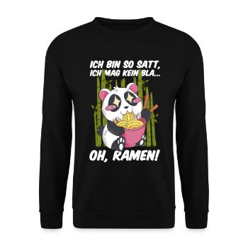 Ramen Panda Kawaii Nudeln Japanische Ramen Panda - Unisex Pullover - Schwarz - Vorne - Alina (178cm) & Michal (187cm)