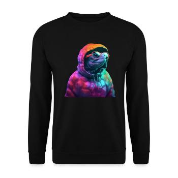 Turtle with sunglasses Cool turtles - Unisex Sweatshirt - black - Front - Alina (178cm) & Michal (187cm)