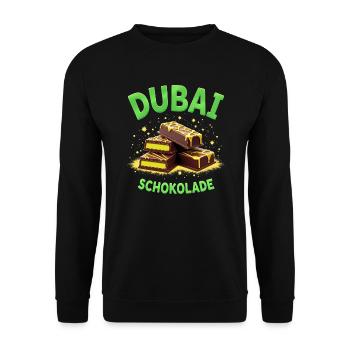 Dubai-Schokolade - Schokolade-Spass - Unisex Pullover - Schwarz - Vorne - Alina (178cm) & Michal (187cm)