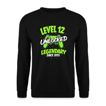Level 12 - Young Gamer Funny 2013 - Unisex Sweatshirt - black - Front - Alina (178cm) & Michal (187cm)