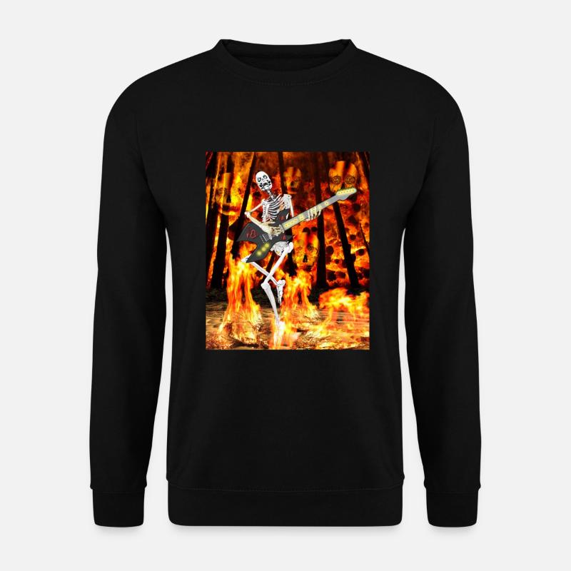 LE SQUELETTE GUITARISTE DANS LE FEU - Sweat-shirt Unisexe - noir