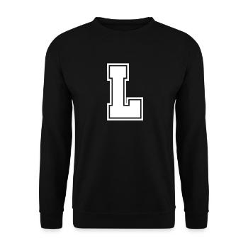 Buchstabe L - Unisex Pullover - Schwarz - Vorne - Alina (178cm) & Michal (187cm)