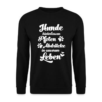 Hunde hinterlassen Pfotenabdrücke in unserem Leben - Unisex Pullover - Schwarz - Vorne - Alina (178cm) & Michal (187cm)
